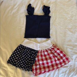 Bonnie Jean Stars and Stripes Shorts with matching smocked top
